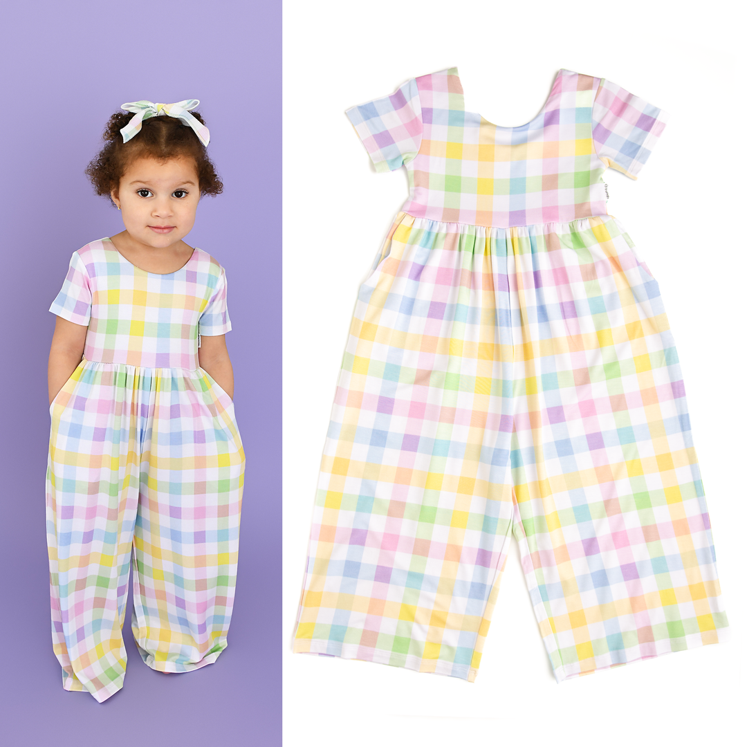 Gigi and Max - Winnie Pastel Plaid Romper Easter One Piece Outfit