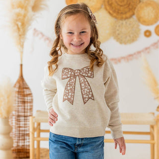 Sweet Wink - Mocha Floral Bow Patch Sweatshirt - Kids Clothing - Fall