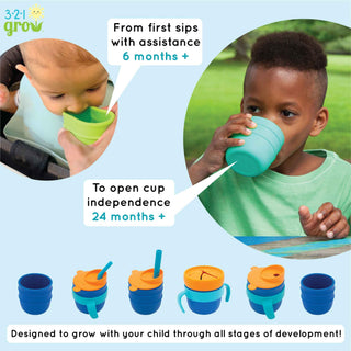 321 Grow - 321 Grow Easy Learn Silicone Drink & Snack Set - Ocean
