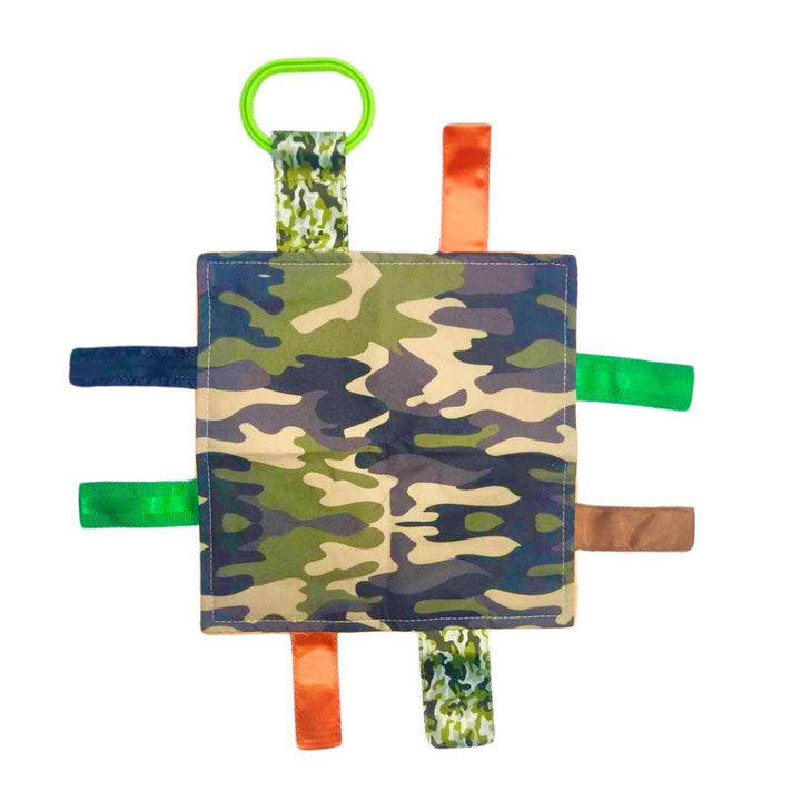 Baby Jack and Company - Camouflage Woods Hunter Blaze Orange Crinkle Tag Square Toy