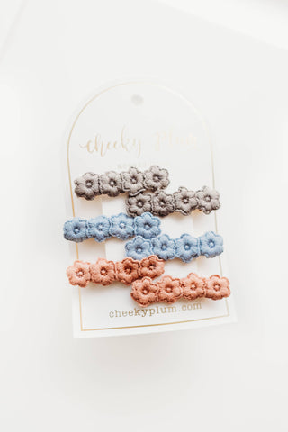 Cheeky Plum - Embroidery Hair Clip Set - Fall Frenzy