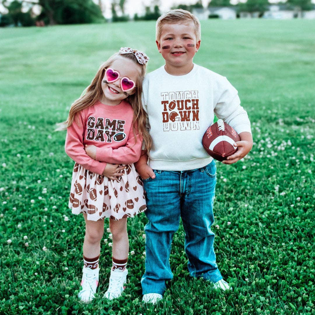 Sweet Wink - Football Love Tulle Bow Clip - Game Day Kids Hair Clip