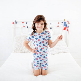 Dreamiere - Dreamiere - 4th of July Sunglasses Short Sleeve and Shorts Two Piece Pajamas Set - Classy Rascals Boutique