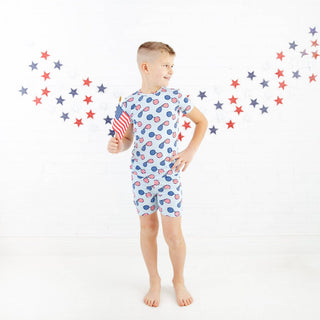 Dreamiere - Dreamiere - 4th of July Sunglasses Short Sleeve and Shorts Two Piece Pajamas Set - Classy Rascals Boutique