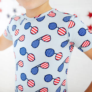 Dreamiere - Dreamiere - 4th of July Sunglasses Short Sleeve and Shorts Two Piece Pajamas Set - Classy Rascals Boutique
