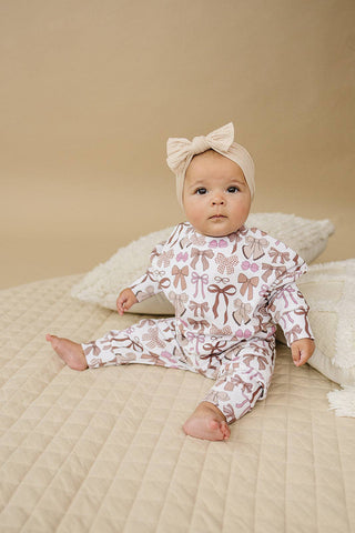 Lucky Panda Kids - Jogger Set | Mocha Bows