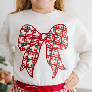 Sweet Wink - Christmas Plaid Bow Patch Sweatshirt - Girls Clothes