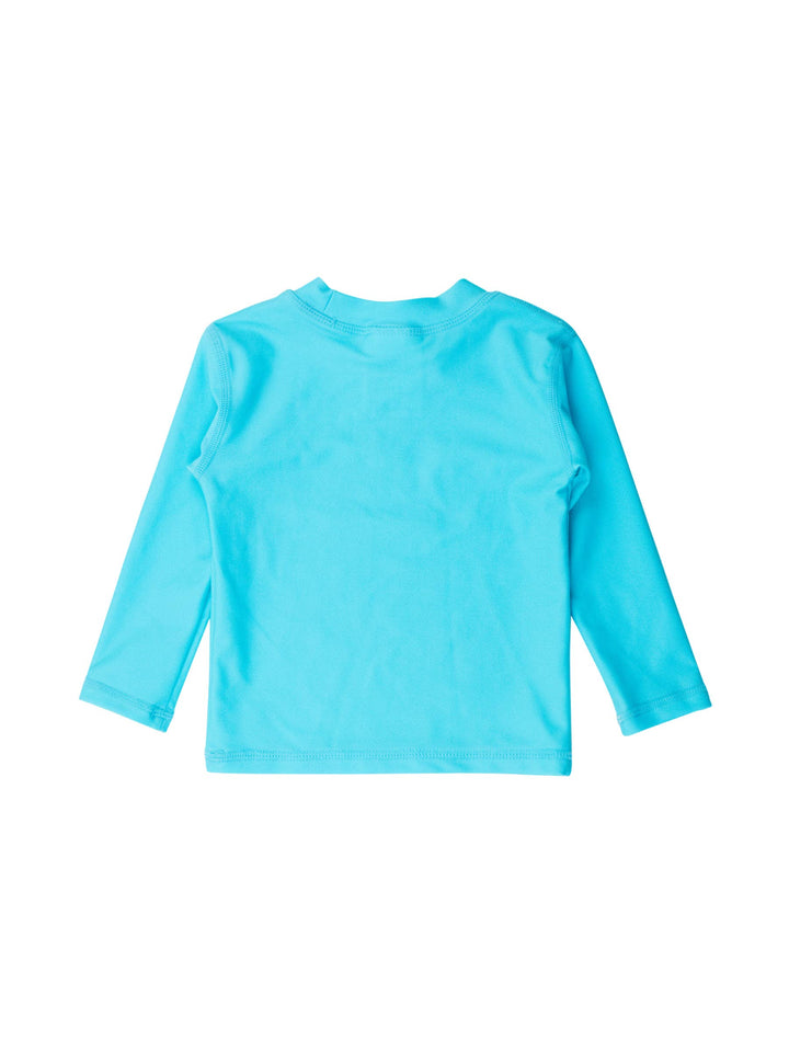 RuffleButts + RuggedButts - Boys Bright Aqua Long Sleeve Rash Guard