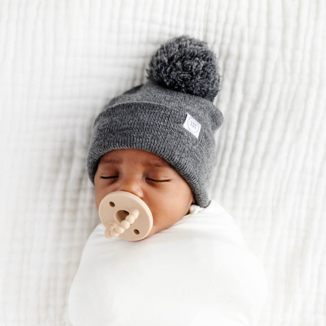 Lou Lou & Company - Beanie with Pom - Heathered Charcoal