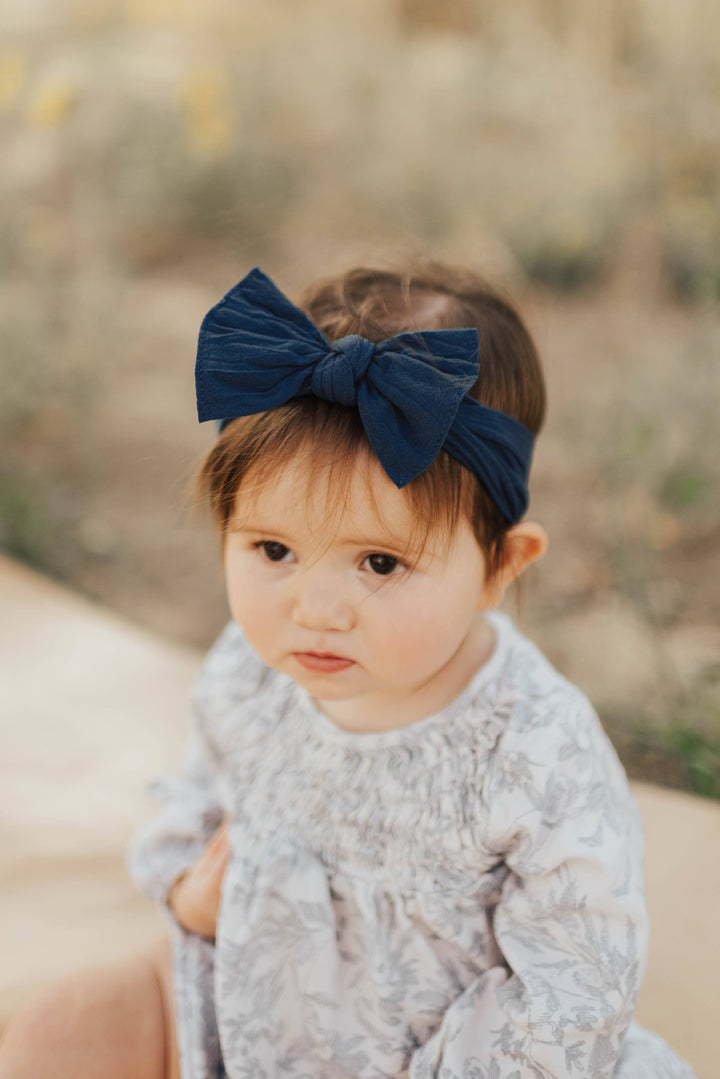 Baby Bling Bows - THE KNOT Soft nylon headband: navy