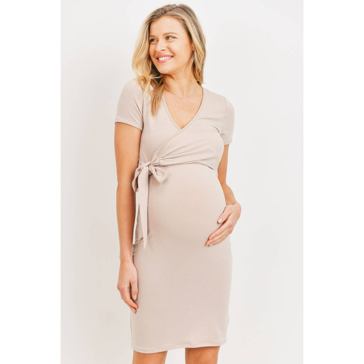 Hello Miz - Solid Terry Maternity Nursing Wrap Dress