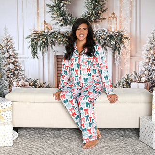 Gigi and Max - Belle Bows WOMENS TWO PIECE Christmas Adult Pajamas Bamboo