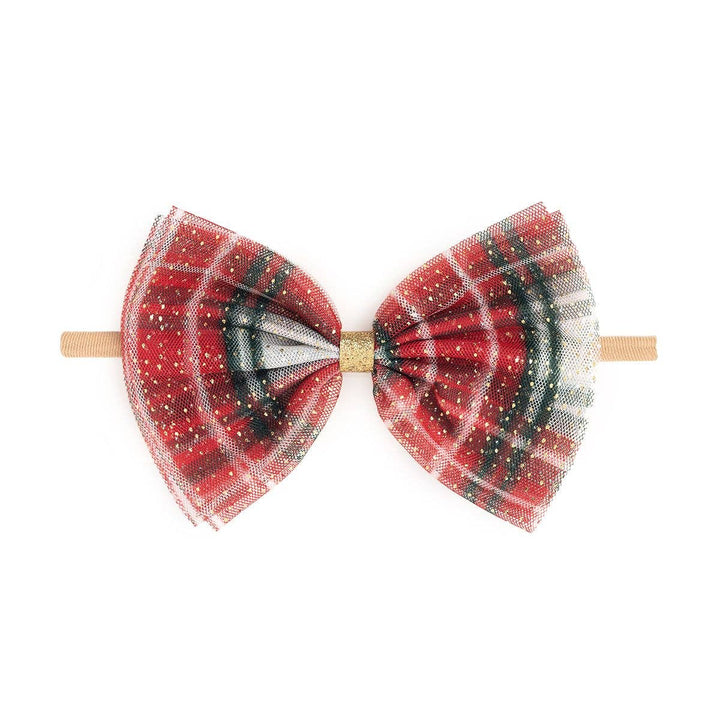 Sweet Wink - Christmas Plaid Tulle Bow Baby Headband - Holiday Headband