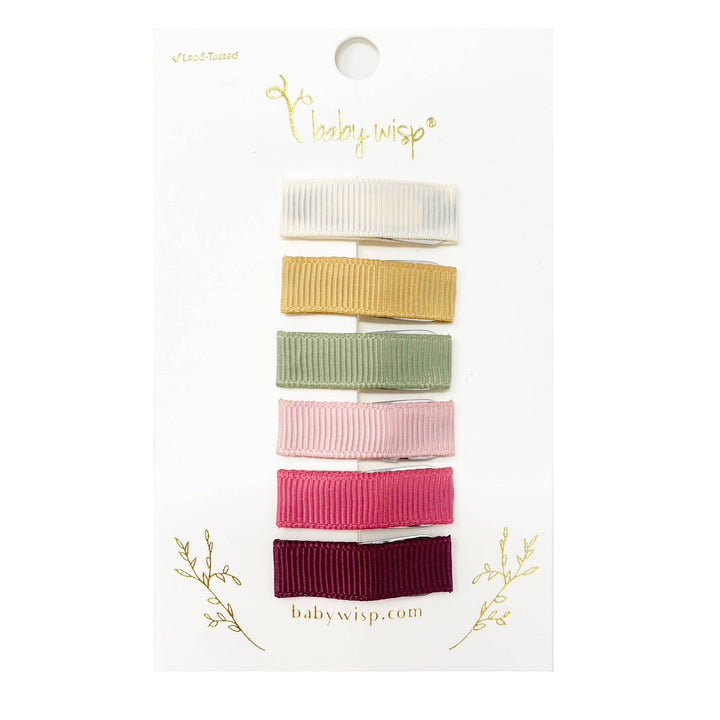 Baby Wisp - 6 Small Snap Ribbon Hair Clips - Amelia