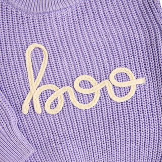 Gigi and Max - Boo Purple SWEATER Solid Knit Halloween Toddler Kids Top