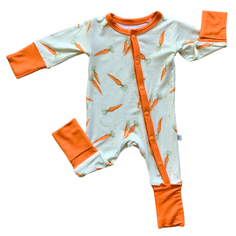 Laree + Co. - Lillian's Green Easter Carrots Bamboo Convertible Footie