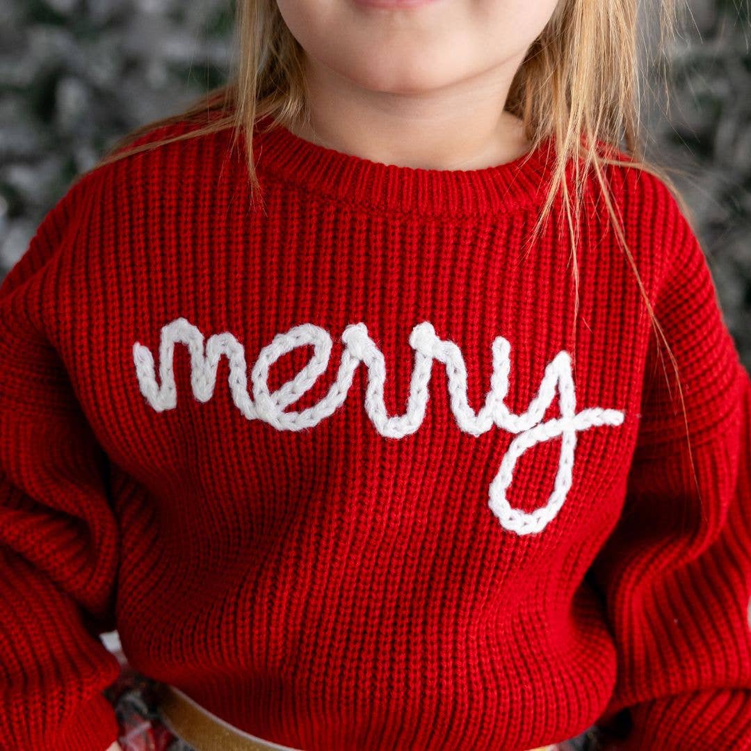 Sweet Wink - Merry Christmas Yarn Knit Sweater - Kids Holiday Sweater