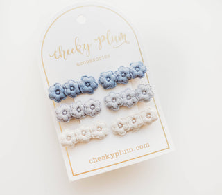 Cheeky Plum - Embroidery Hair Clip Set - Blue Ombre