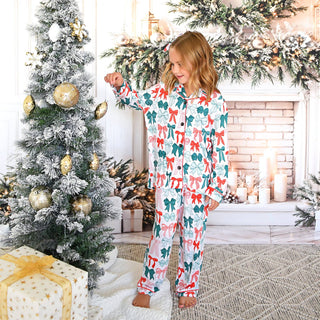 Gigi and Max - Belle Bows Kids Lounge Set matching christmas pajamas bamboo