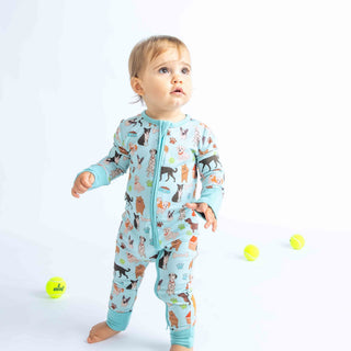 Emerson and Friends - Emerson and Friends Dogs Bark Bamboo Baby Pajamas | Convertible Footie - Classy Rascals Boutique
