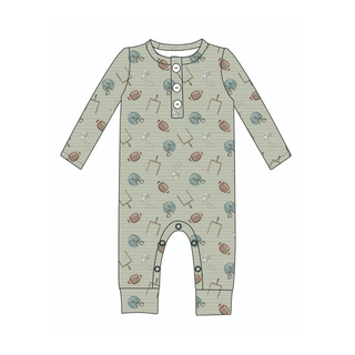 Emi Lei - Emi Lei - Bamboo Long Sleeve Henley Romper - Football - Classy Rascals Boutique
