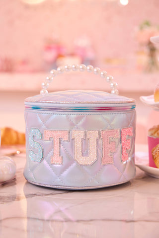 OMG Accessories - 'Stuff' Metallic Quilted Rounded Glam Bag