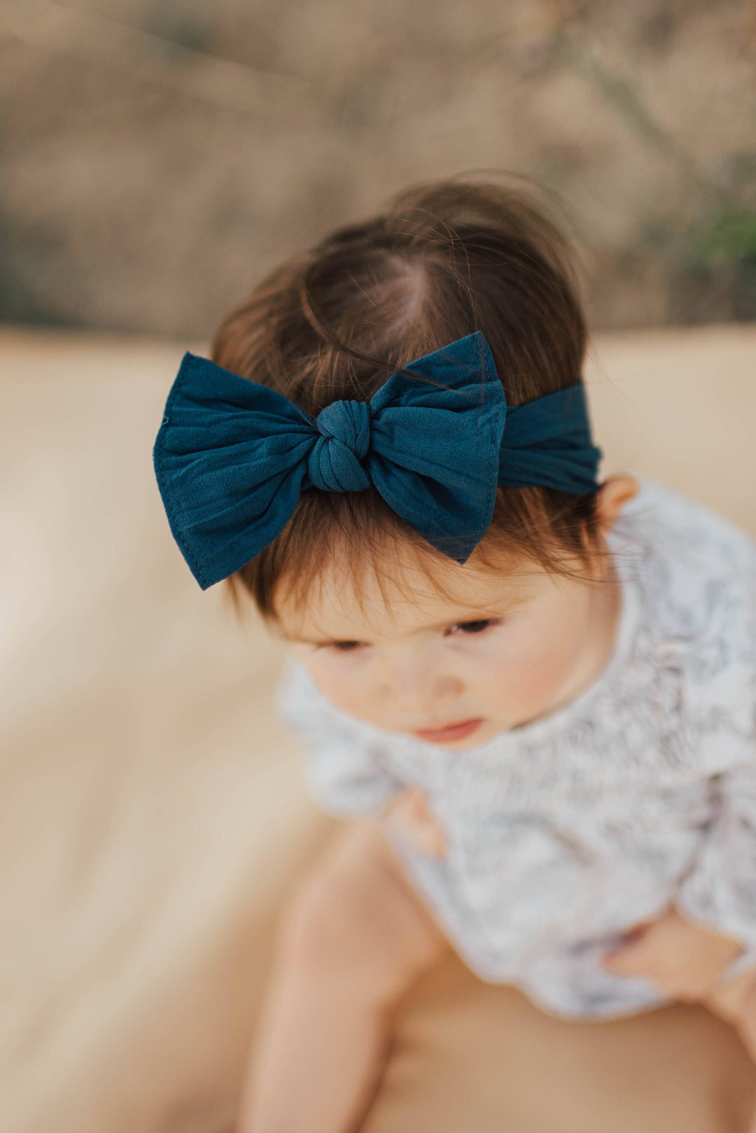 Baby Bling Bows - THE KNOT Soft nylon headband: slate blue