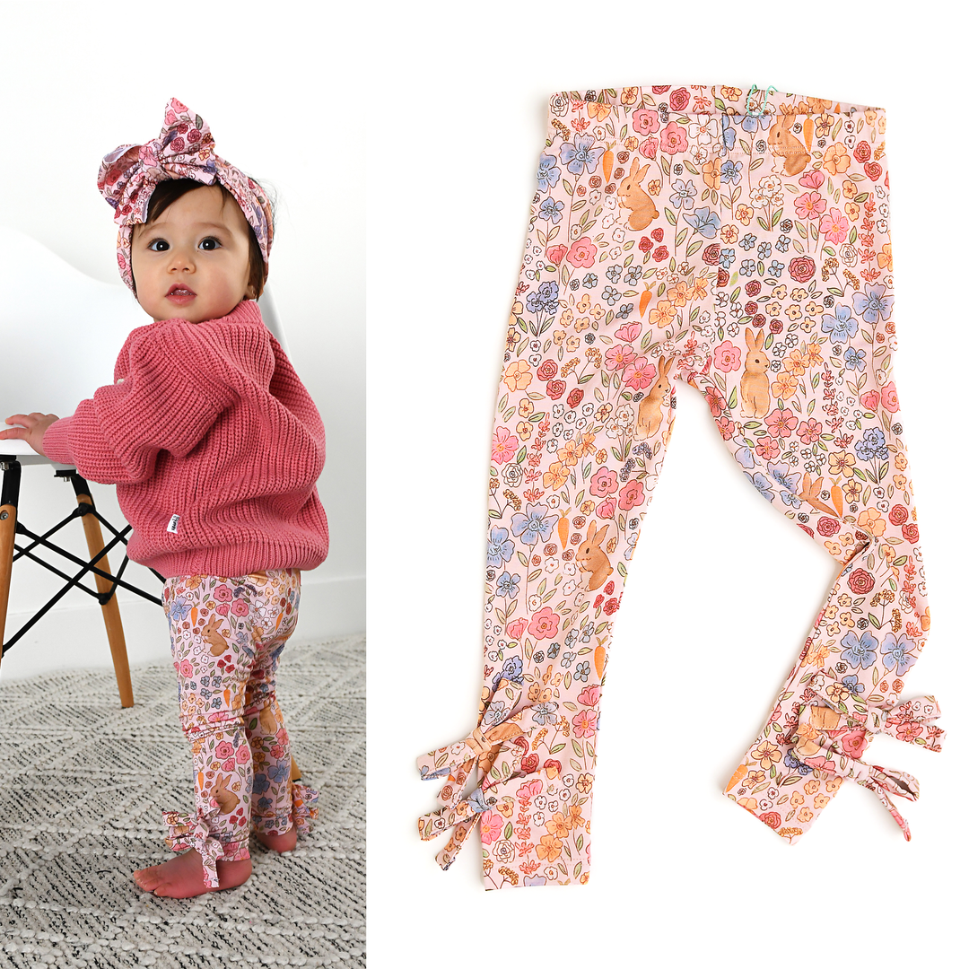 Gigi and Max - Meadow Floral Bunny Bow Leggings Bamboo Easter Spring Outfit