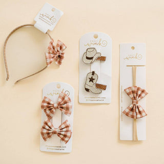 Sweet Wink - Gingham Printed Tulle Bow Baby Headband