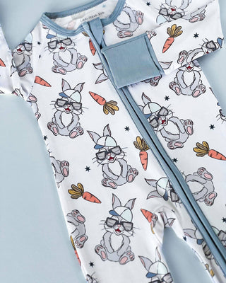 Lucky Panda Kids - Bamboo Easter Baby Zip Romper | Rad Bunny