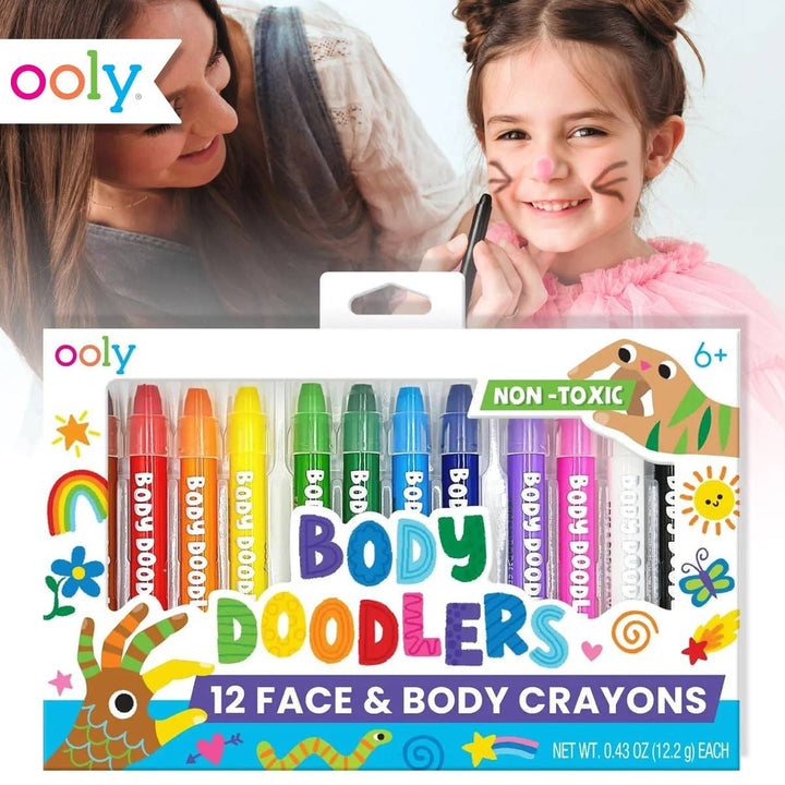 OOLY - Body Doodlers Face & Body Crayons - Set of 12 Colors