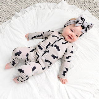 Gigi and Max - Vlad Gray Bats ZIP Bamboo Halloween Sleepies Little