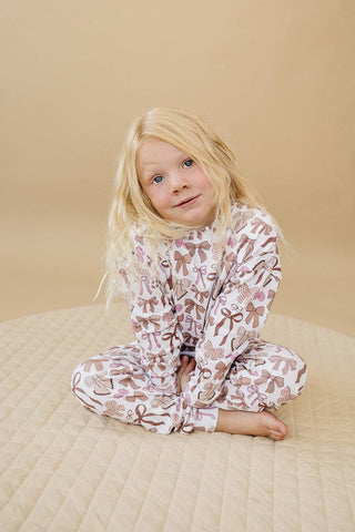 Lucky Panda Kids - Jogger Set | Mocha Bows