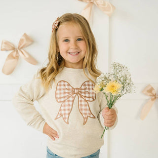 Sweet Wink - Gingham Bow Patch Sweatshirt