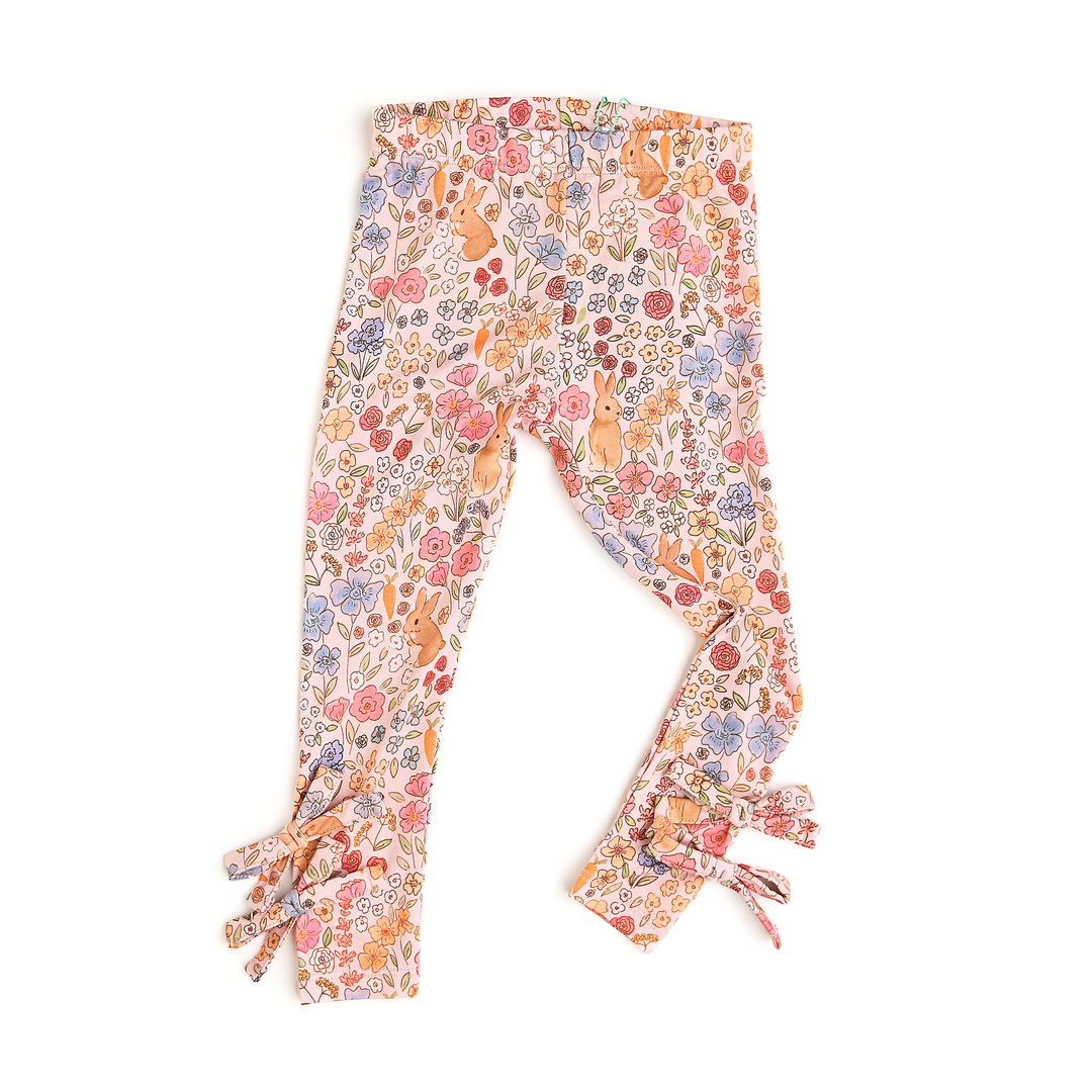 Gigi and Max - Meadow Floral Bunny Bow Leggings Bamboo Easter Spring Outfit