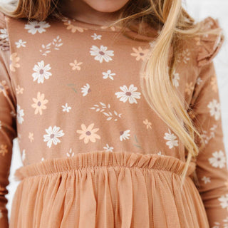 Sweet Wink - Ditsy Fall Floral Long Sleeve Tutu Dress