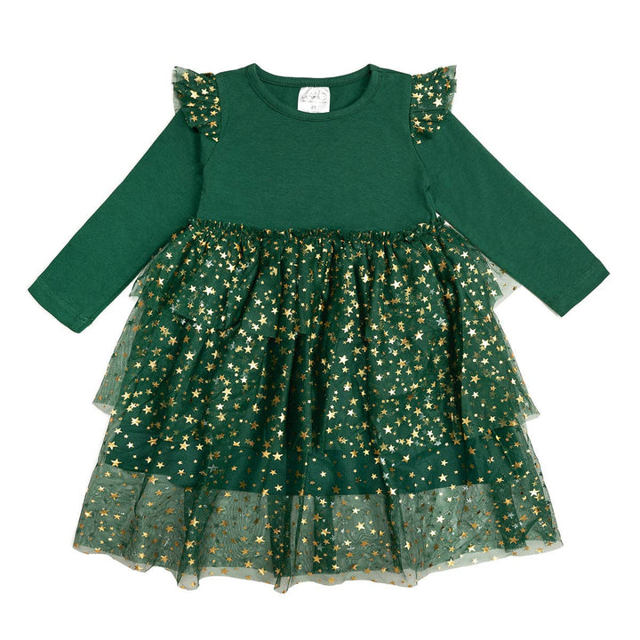 Sweet Wink - Emerald Shimmer Christmas Long Sleeve Tutu Dress