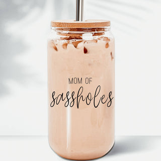Gia Roma - Gia Roma - Funny Coffee Mugs for Mom, Glass Cup With Lid & Metal Straws - Classy Rascals Boutique