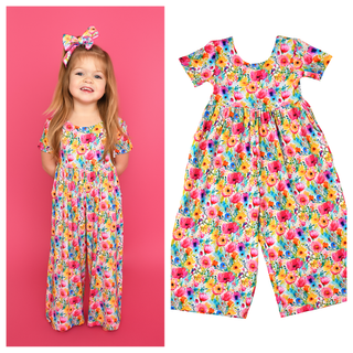 Gigi and Max - Gigi and Max Ariana Wide Leg Romper | Bamboo Floral - Classy Rascals Boutique