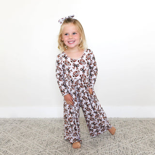 Gigi and Max - Gigi and Max - Blaire Bows WIDE LEG ROMPER Bamboo Clothing Football Outfit - Classy Rascals Boutique