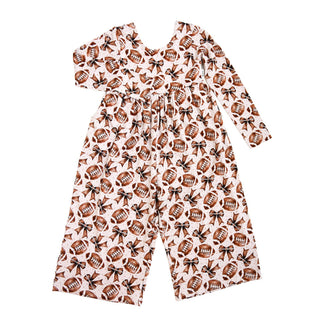 Gigi and Max - Gigi and Max - Blaire Bows WIDE LEG ROMPER Bamboo Clothing Football Outfit - Classy Rascals Boutique