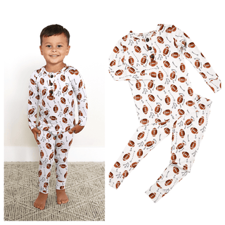 Gigi and Max - Gigi and Max Brady Football Two-Piece Bamboo Lounge Set | Kids - Classy Rascals Boutique