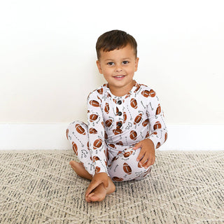 Gigi and Max - Gigi and Max Brady Football Two-Piece Bamboo Lounge Set | Kids - Classy Rascals Boutique