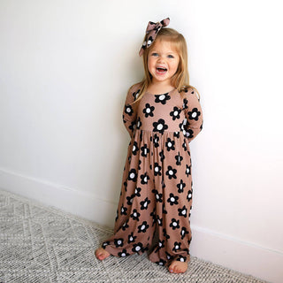 Gigi and Max - Gigi and Max - Coco WIDE LEG ROMPER Bamboo Flowers Kids Clothing Outfit - Classy Rascals Boutique