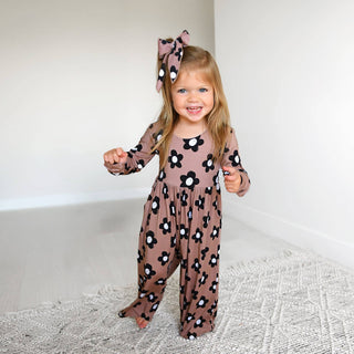 Gigi and Max - Gigi and Max - Coco WIDE LEG ROMPER Bamboo Flowers Kids Clothing Outfit - Classy Rascals Boutique