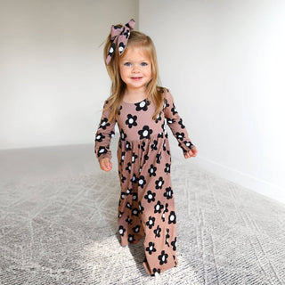 Gigi and Max - Gigi and Max - Coco WIDE LEG ROMPER Bamboo Flowers Kids Clothing Outfit - Classy Rascals Boutique