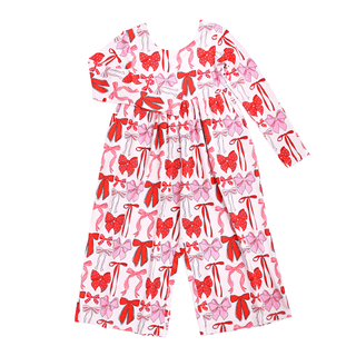 Gigi and Max - Gigi and Max - Rosalie WIDE LEG ROMPER Valentines Day Bamboo Kids Clothing - Classy Rascals Boutique