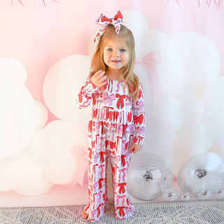 Gigi and Max - Gigi and Max - Rosalie WIDE LEG ROMPER Valentines Day Bamboo Kids Clothing - Classy Rascals Boutique