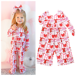 Gigi and Max - Gigi and Max - Rosalie WIDE LEG ROMPER Valentines Day Bamboo Kids Clothing - Classy Rascals Boutique