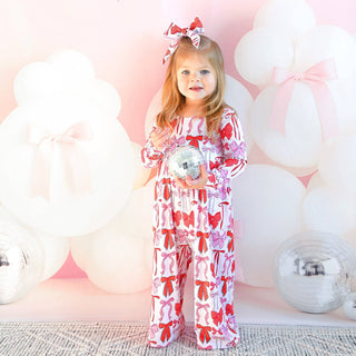 Gigi and Max - Gigi and Max - Rosalie WIDE LEG ROMPER Valentines Day Bamboo Kids Clothing - Classy Rascals Boutique